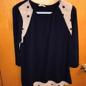 Blue and cream blouse